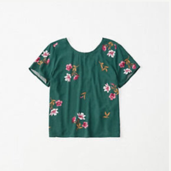 NWT $28 A&F V-Back Top in TEAL FLORAL - XS! - Picture 8 of 8
